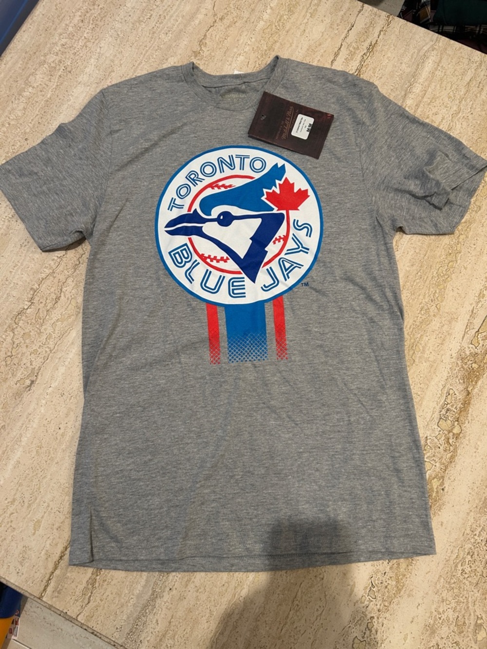 NEW 🆕 Mitchell & Ness Toronto Blue Jays Gray Logo Tee - Men's T-Shirt size M
